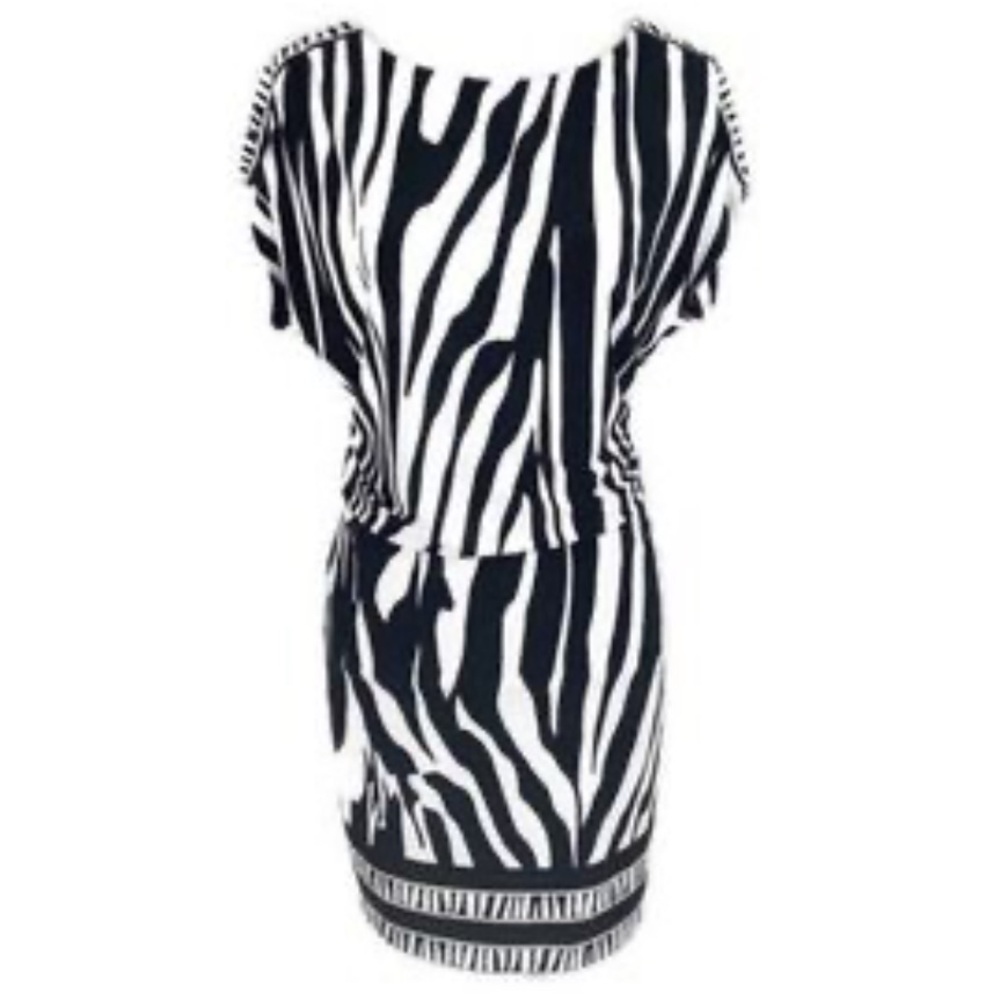 Cache - “NWT” Black and White Zebra Midi Dress - Size 8